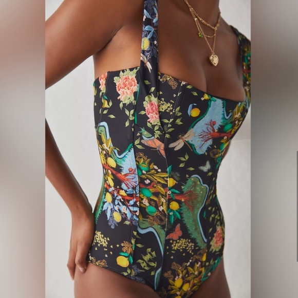 HAH Other - We are HAH Vava Printed One-Piece Bodysuit Floral Lemonchelo Noir- Free people